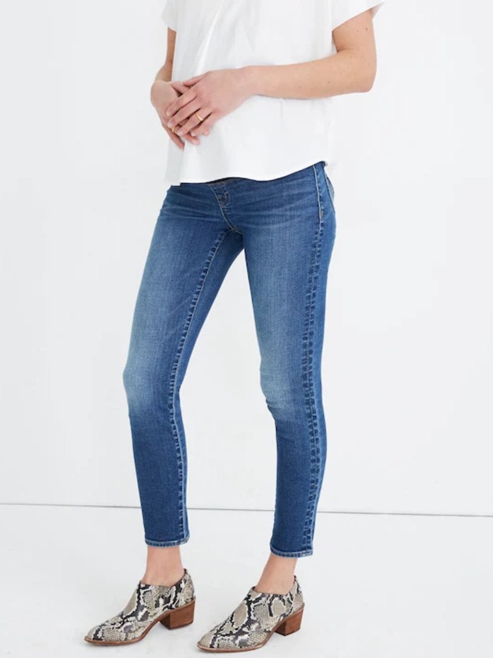 Madewell Maternity Over-the-Belly Skinny Crop Jeans TENCEL Denim Size 30